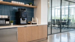 Azkoyen Vitro X5 commercial coffee machine in a professional office breakroom